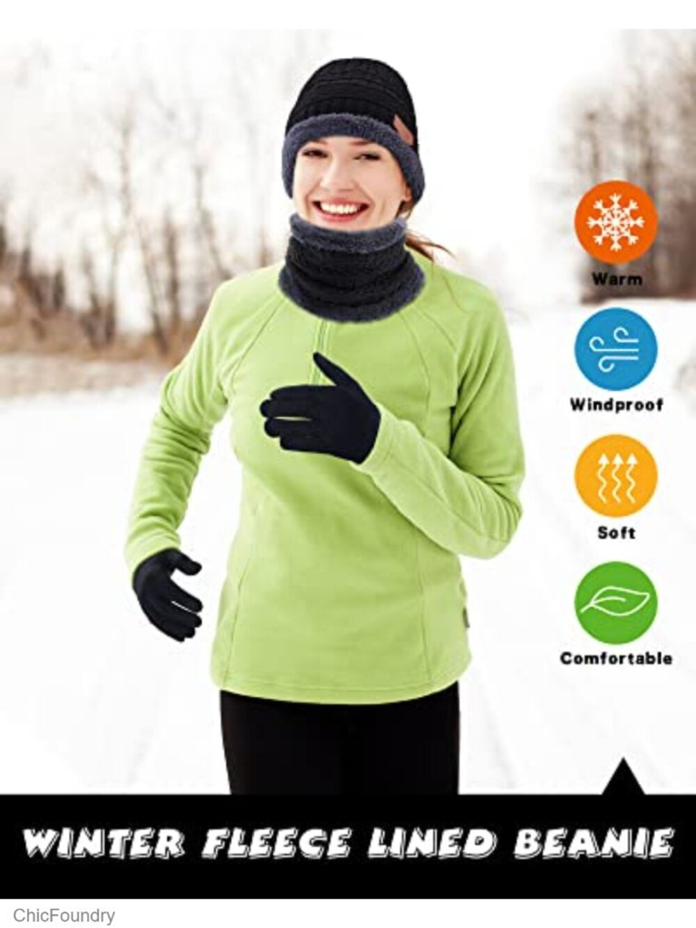 10-Piece Winter Hat Beanie Scarf Touch Screen Gloves and Sock Set - Picture 5 of 6